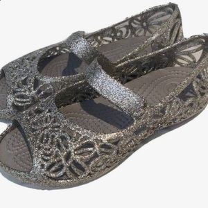 Crocs Isabella silver glitter sandal toddler C6